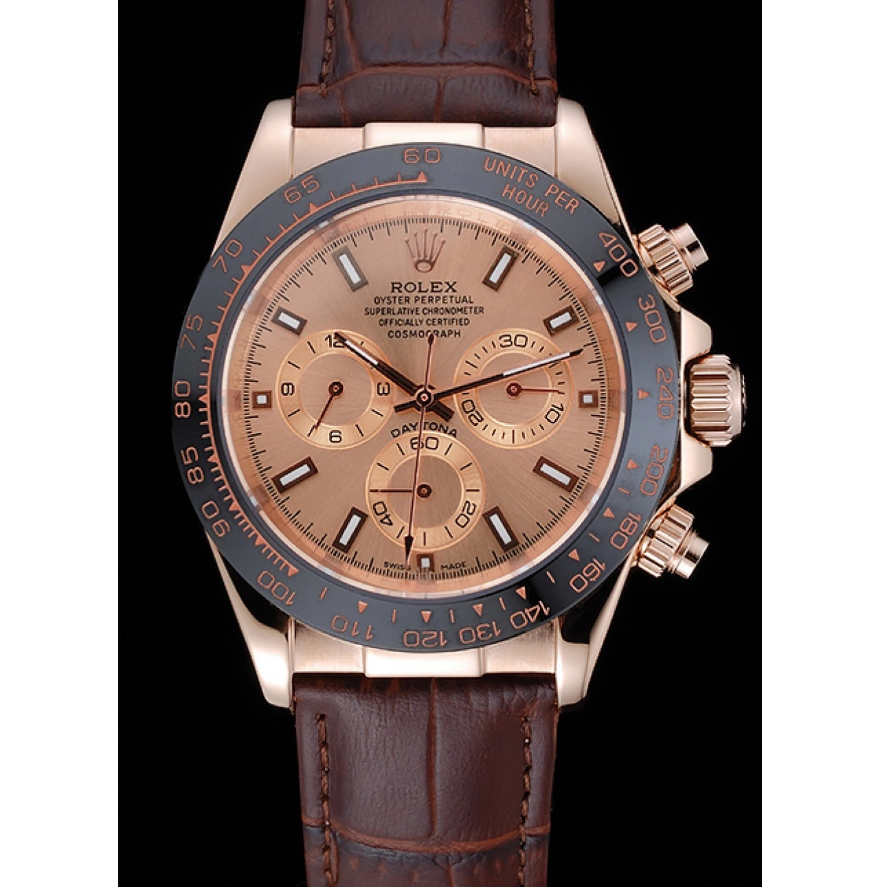 Best AAA Replica Sites Brown Brown Gold Dial 1454243 Bracelet Rose Cosmograph Rolex Daytona Leather Case 0520